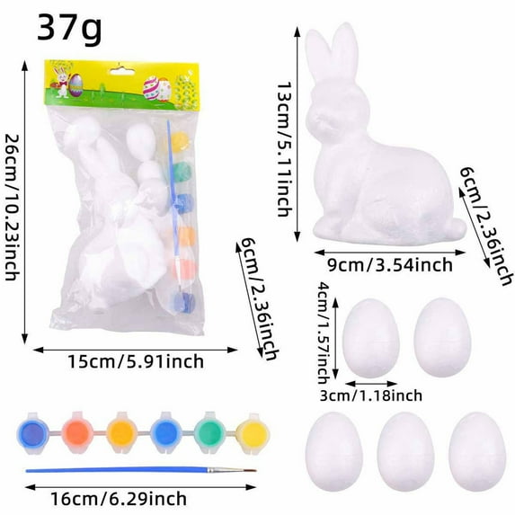 Hovilon Easter Bunny DIY Painting Kit,Easter Painting Kit for Kids Unpainted DIY Bunny Figurines Paint Your Own Figurines Easter Egg Bunny Decoration