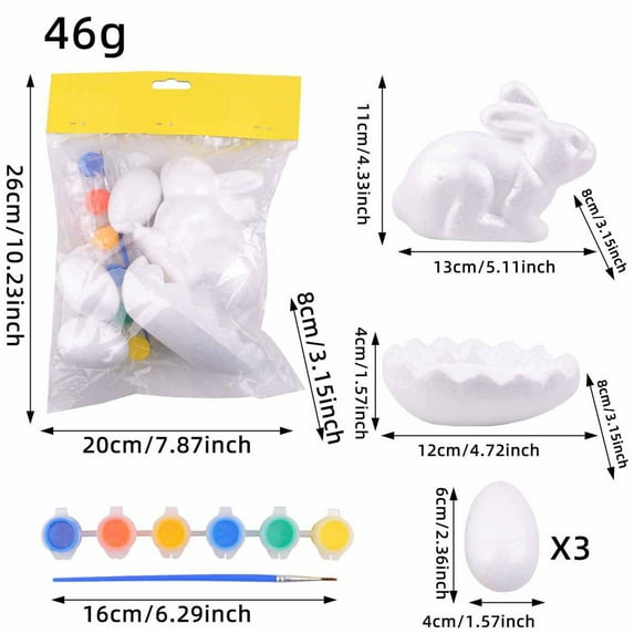 Hovilon Easter Bunny DIY Painting Kit,Easter Painting Kit for Kids Unpainted DIY Bunny Figurines Paint Your Own Figurines Easter Egg Bunny Decoration