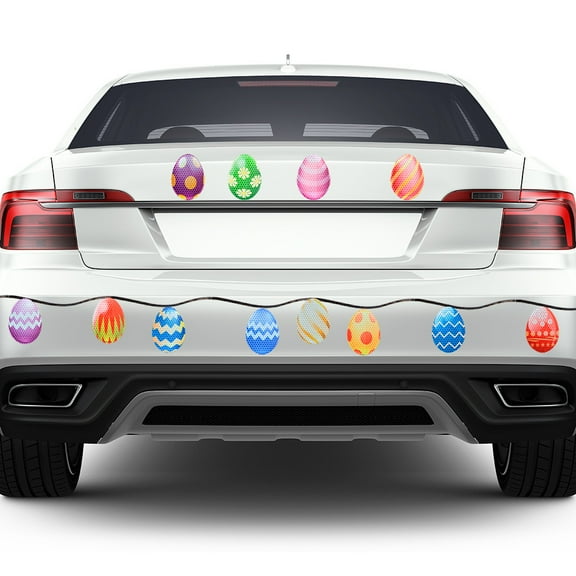 Easter Magnetic Car Stickers - Reusable Bunny Egg Flower Decals for Auto, Fridge, Mailbox, and Metal Surfaces, Glue-Free Spring Window Clings, Holiday Vehicle Decor Set, Kids Party Favors