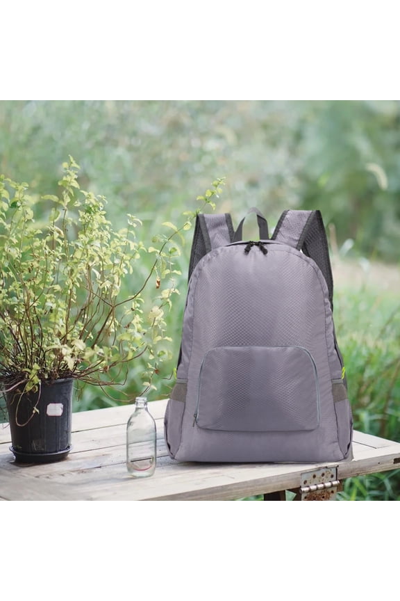 Foldable Backpack Ultra Lightweight Water Resistant Daypack - Compact Travel Hiking Bag, Large Capacity Gym Sack, Portable Outdoor Rucksack for Camping and Cycling, Gray