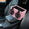 thumbnail image 1 of Hovilon Foldable Car Armrest Organizer Box with Collapsible Cup Holder, Leather Center Console Storage Caddy for Tissue and Phones, Universal Side Mount Rack for SUV Jeep RV Golf Cart, 1 of 3