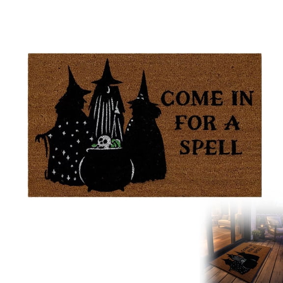 Hovilon Funny Halloween Witch Doormat with Cauldron Design, 80x50cm Crystal Velvet Welcome Mat for Indoor Porch Entryway, Spooky Seasonal Floor Rug for Holiday Party Home Decor and Festive Gifting