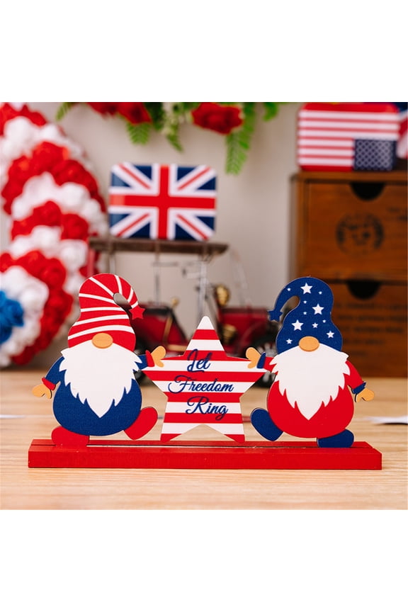 Generic Wooden Independence Day Decoration, Patriotic Car and Dwarf Letter Ornament, Natural Wood DIY Desktop or Hanging Decor for Home and Party, 4th of July Photo Prop and Gift
