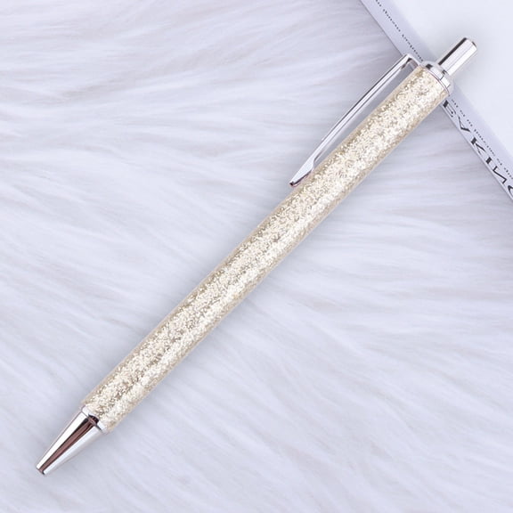 Hovilon Gold Powder Ballpoint Pen Set - Shiny Retractable Push Pens with Smooth Ink Flow, Creative Stationery for Office, Journaling & Signing, Elegant Gift for Women & Men, Light Silver, 2 Pack