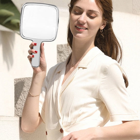 Hovilon Hand Mirror，Portable Makeup Mirror，Hand Salon Mirror with Handle for Barbers,Hairdressing（Square）