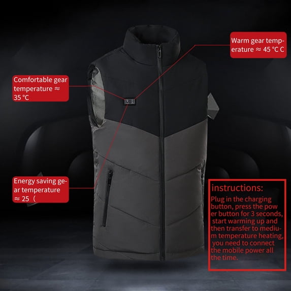 Hovilon Heated Vest -11 Heated Zones,USB Electric Heated Vest Heated Jacket Winter Vest for Outdoor Motorcycle Camping Fishing Skiing(Black-4XL)