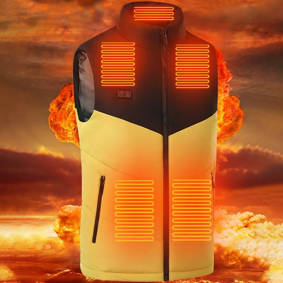 Hovilon Heated Vest -11 Heated Zones,USB Electric Heated Vest Heated Jacket Winter Vest for Outdoor Motorcycle Camping Fishing Skiing(Yellow-XL)