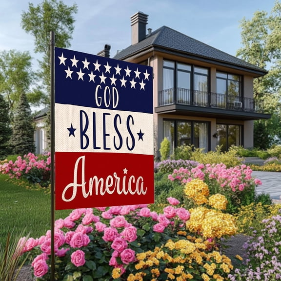 Hovilon Independence Day Garden Flag Double Sided - 4th of July Outdoor Yard Decor, Patriotic Polyester Flag Memorial Day Lawn Flag, Summer Holiday House Decoration