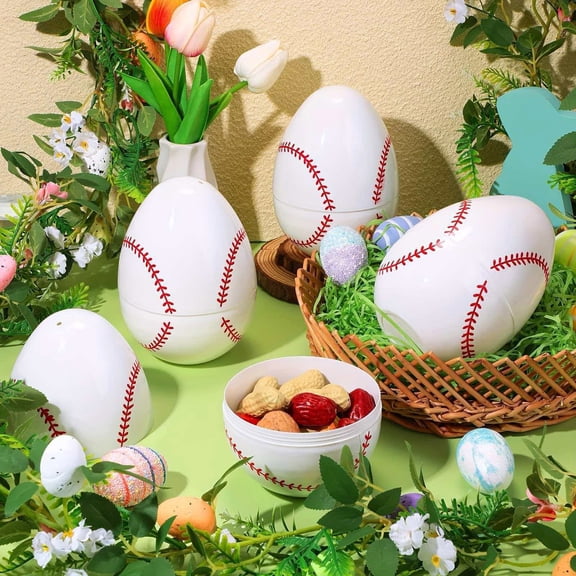 Jumbo Sports Easter Egg - Large Opening Plastic Container with Athletic Design, Reusable Gift Box for Candy, Toys, and Party Favors, Durable Sport-Themed Spring Decor for Kids and Adults
