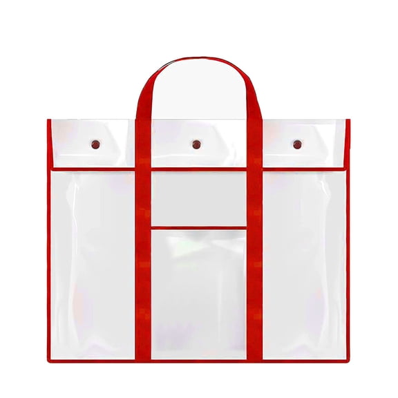Hovilon Large Poster Storage Bag with Handle 31.5×21.5Inch,Bulletin Board Holder Art Portfolio Container for Teachers Classroom Organization,for Artwork, Poster, Scrapbook,Keepsake(Red)