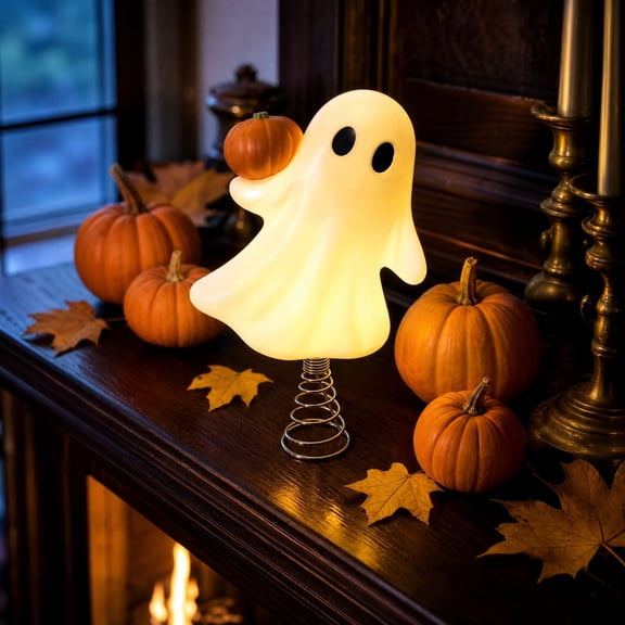 Hovilon Lighted Wires Halloween Decor Spooky Mesh Star Figurine with Warm Lights, Battery Powered Iron Tabletop Mantel Tiered Tray Ornament, Translucent Fall Home Party Accent, Multicolor