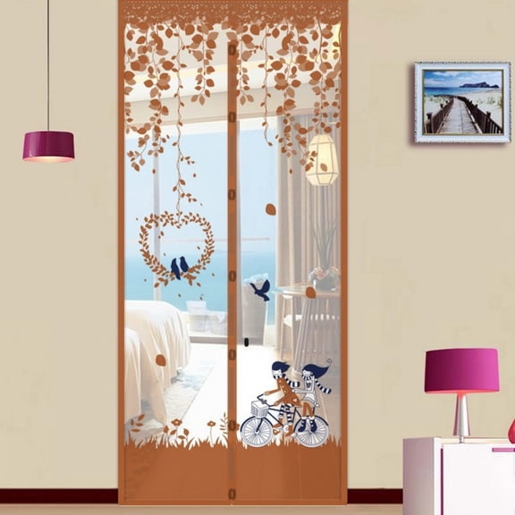 Hovilon Magnetic Screen Door - 82.7x35.4 Inch Auto Closure Mesh Curtain, Soft Mesh Screen Door Curtain, Windproof Bug Screen, Pet & Kid Friendly, Summer Ventilation Room Partition, Coffee