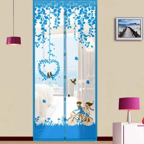 Hovilon Magnetic Screen Door - 82.7x35.4 Inch Auto Closure Mesh Curtain, Soft Mesh Screen Door Curtain, Windproof Bug Screen, Pet & Kid Friendly, Summer Ventilation Room Partition, Light Blue