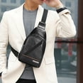 thumbnail image 1 of Hovilon Men's Leather Sling Bag，Soft Leather Chest Bag，Stylish One-Shoulder Bag - Waterproofing Casual Business Crossbody Sling Bag, 1 of 8