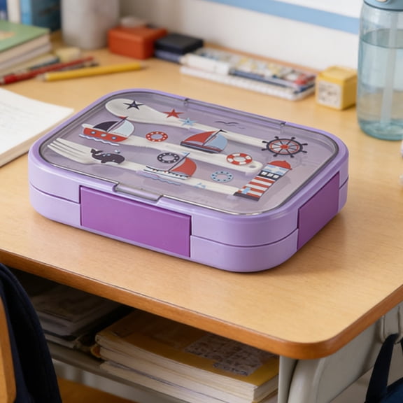 Hovilon Microwave Safe Lunch Box for Adults with Fork and Spoon - Leak Proof Bento Box with Silicone Seals, Portable Salad and Fruit Container, Dishwasher Safe Meal Prep Kit, Purple Color