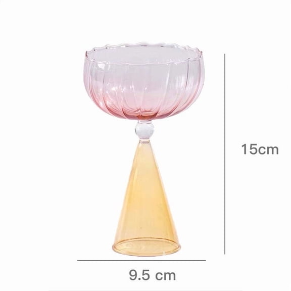 Hovilon Modern Irregular Cocktail Wine Glass Hand Blown Gradient Glassware, Reusable Red Drinking Cup, Unique Bar Accessory for Wine Champagne Juice, Elegant Home Party Dining Decor
