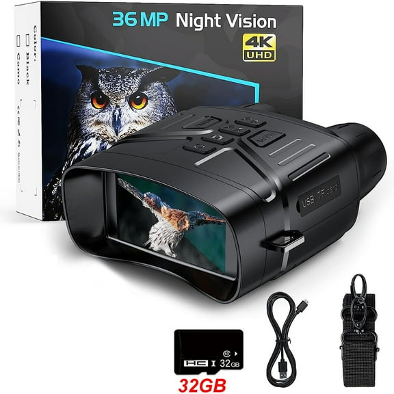 Hovilon Night Vision Goggles for Adults,4K 36MP Ultras HD Binoculars Infrared,3" Large Screen Digital Night Vision for Viewing in 100% Darkness,Free 32GB Memory Card for Photo and Video Storage