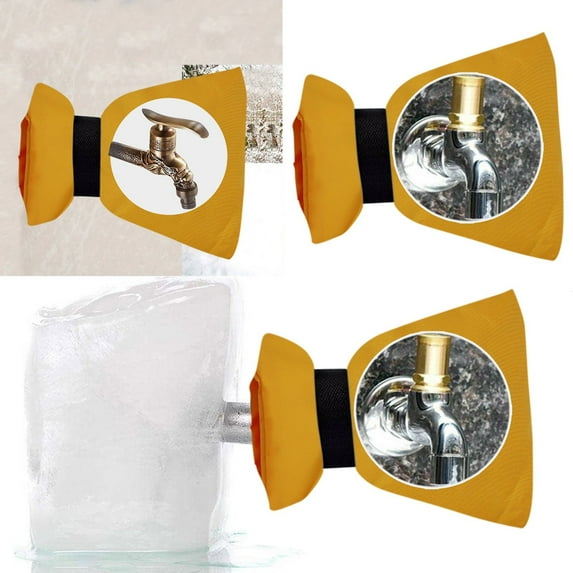 Hovilon Outdoor Faucet Cover for Winter,7.9x 5.5In Outdoor Water Faucet Cover Socks for Winter Freeze Protection Pipe Insulation Reusable Waterproof Insulated Spigot Backflow Cover(2Pcs-Yellow)