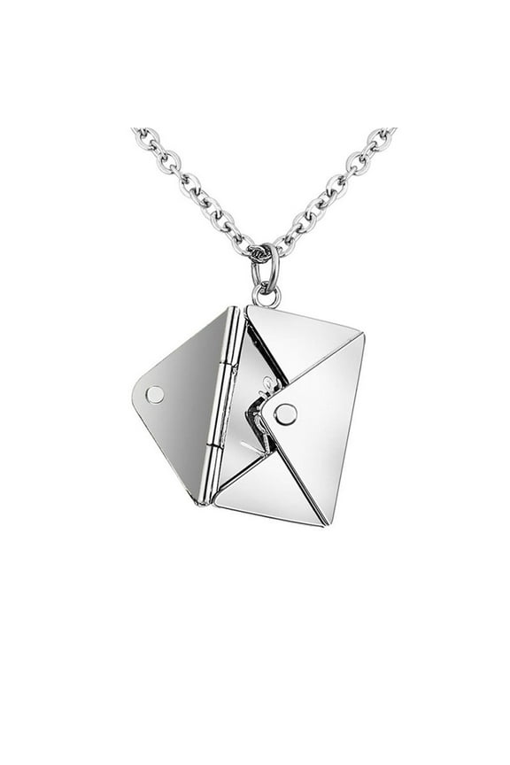 Personalized Envelope Locket Necklace for Women,Custom Love Letter Message Necklaces Birthstone Photo Jewelry Mother's Day Christmas Gift for Fiancee Mom Wife
