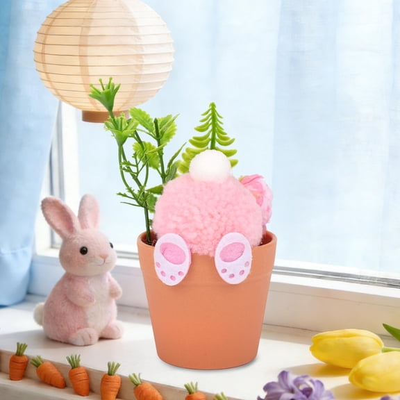 Hovilon Pink Easter Bunny Mini Flower Pot - Cute Rabbit Shaped Plastic Planter for Succulents, Air Plants, or Desk Organizer, Spring Tiered Tray Decor, Small Home Office Accent, Holiday Gift