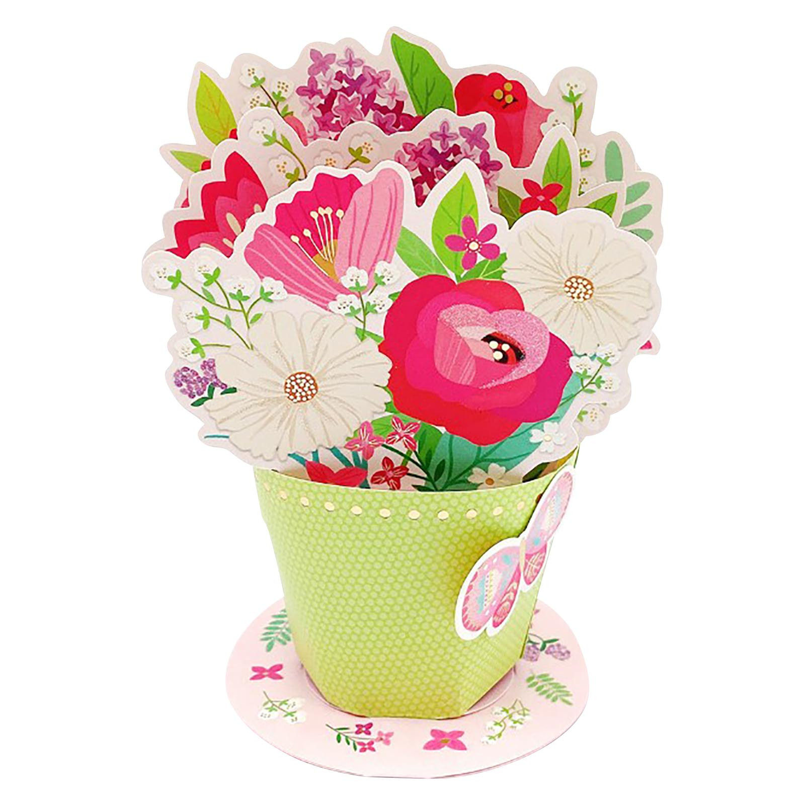 Hovilon Pop Up Card Paper Flowers Bouquet,Birthday Cards for Women,3D Popup Greeting Cards with Note Card & Envelope, Birthday, Anniversary, Get Well Cards and Gifts for Women Mom Wife