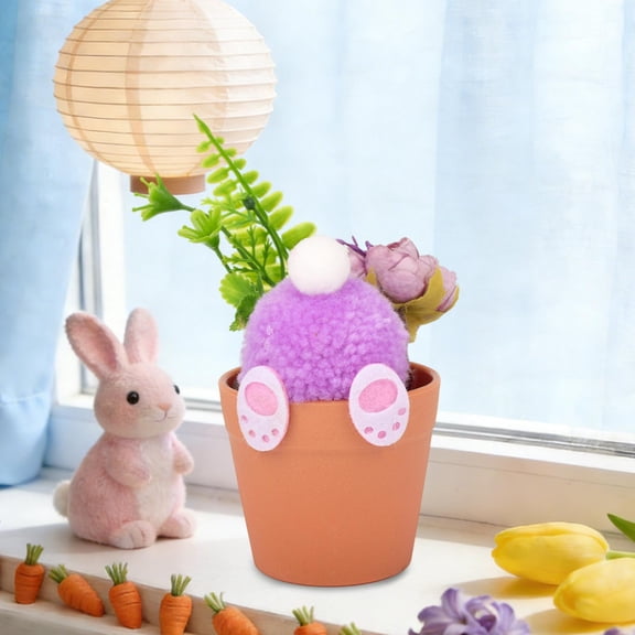 Hovilon Purple Easter Bunny Mini Flower Pot - Cute Rabbit Shaped Plastic Planter for Succulents, Air Plants, or Desk Organizer, Spring Tiered Tray Decor, Small Home Office Accent, Holiday Gift