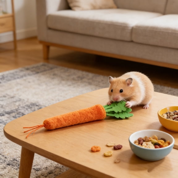 Hovilon Realistic Vegetable Pet Chew Toy - Natural Wood Carrot Celery Cat Toy with Bells, Durable Teething Stick for Small Dogs Cats Rabbits, Interactive Kitten Plaything - 24cm