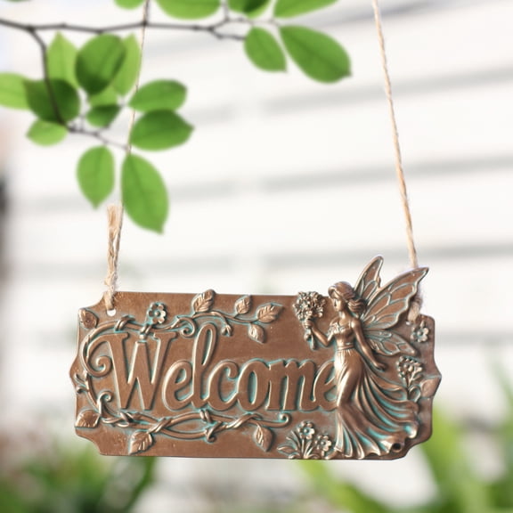 Hovilon Rustic Welcome Sign Wall Hanging, Resin Front Door Decor Plaque, Farmhouse Entryway Wall Ornament, Waterproof Hanging Sign for Home Porch Living Room, Housewarming Gift (15.2x8.3cm)