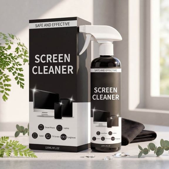 Hovilon Screen Cleaning Spray 120ml, Gentle Multi-Surface Cleaner for Phones Computers TVs, Streak-Free Smudge & Fingerprint Remover, Safe Daily Maintenance Solution for Electronics & Laptops