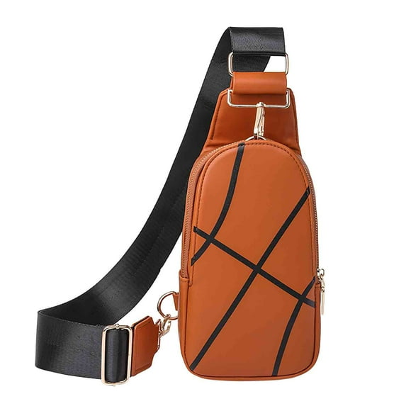 Hovilon Shoulder Bag Chest Bag,Leather Basketball Print Sling Bag for Women,American Baseball Rugby Sports Chest Bag,Men's Travel Crossbody Bag Sports Backpack