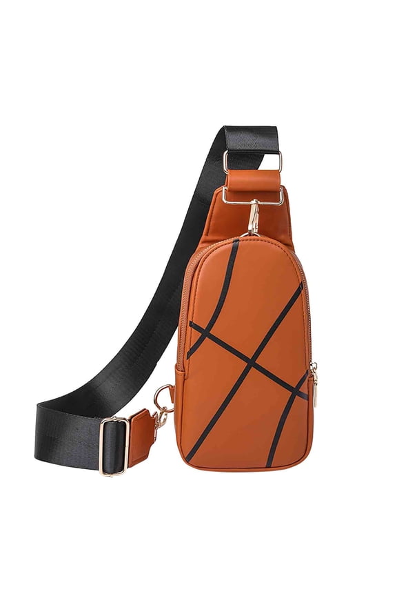 Shoulder Bag Chest Bag,Leather Basketball Print Sling Bag for Women,American Baseball Rugby Sports Chest Bag,Men's Travel Crossbody Bag Sports Backpack
