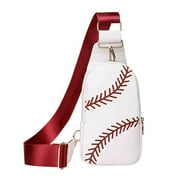 Hovilon Shoulder Bag Chest Bag，Leather Print Sling Bag for Women,American Baseball Rugby Sports Chest Bag,Men's Travel Crossbody Bag Sports Backpack