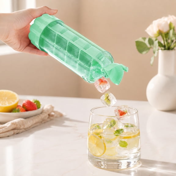 Hovilon Silicone Ice Maker Cup with Press Release, Portable Direct Drinking Glass with Dustproof Lid, Splash-Free Water Injection Ice Block Mold for Home Refrigerator Outdoor Travel Summer Beverages