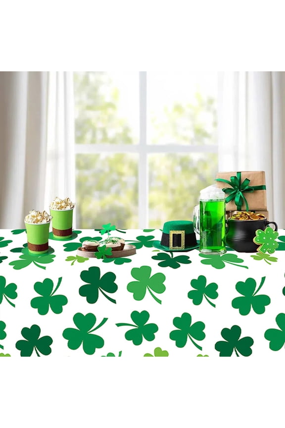 St Patricks Tablecloth for Rectangle Tables,1 Pcs Disposable Plastic 54x 108In St Patricks Day Decorations,Spring St Patricks Party Table Cloth for Dining Room Kitchen Decor