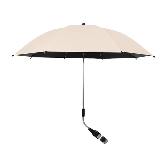 Hovilon Strollers Sun Umbrella Universal UPF50+ Parasol - Wagon Camping Carts Shade, Adjustable Clip-On Pram Tricycle Buggy, Waterproof Portable Foldable Outdoor Sunshade Accessory, Beige