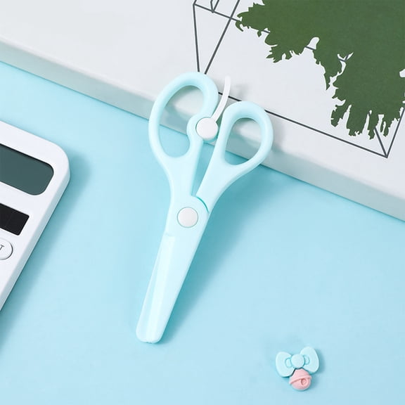 Hovilon Students Scissors,Safety Scissors,Plastic Safety Scissors,Studentss DIY Crafts Scissors Students Do Not Hurt Hands Resilient Scissors,Kindergarten Round Head Wrapped Edges Scissors,Green