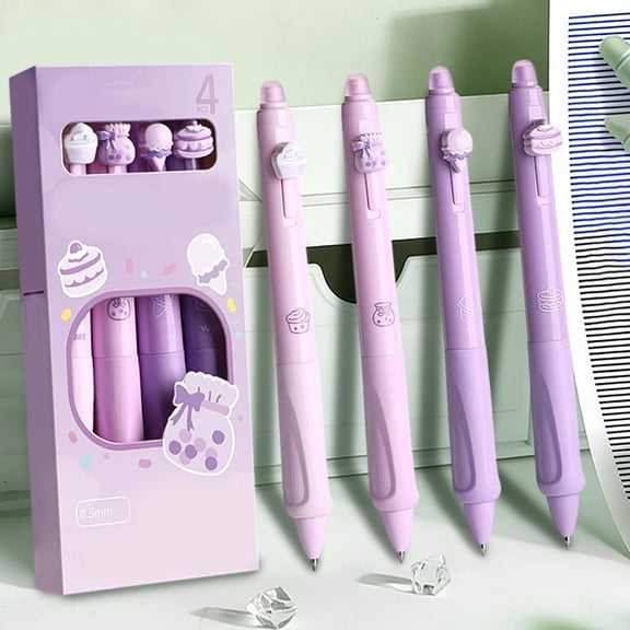 Hovilon Stylish Thermal Erasable Gel Pens - 0.5mm Quick-Dry Purple Ink with Comfort Grip & Panda Button - Retractable Writing Set for Office, Note-Taking & Planners, Smooth Correction Stationery
