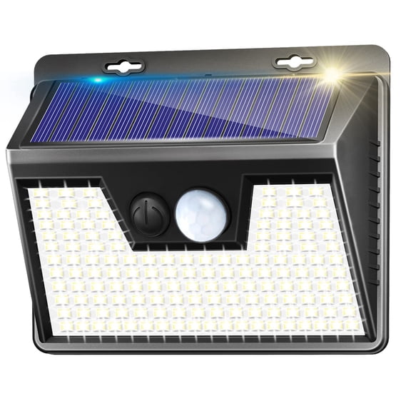 Hovmap 1 Pack Solar Motion Sensor Wall Light, 140 LED, 3 Lighting Modes, IP65 Waterproof Solar Powered Outdoor Security Light for Garden, Yard, Fence, Front Door