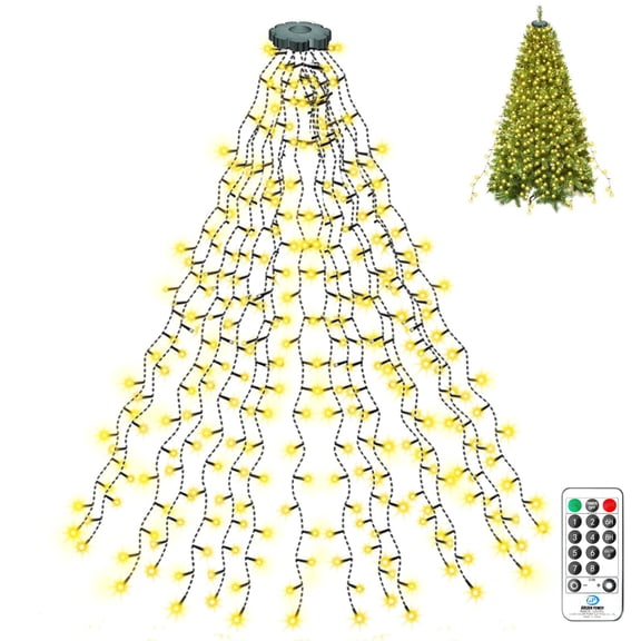 Hovmap 480 LED Christmas Tree Lights, 9.8FT x 16 Lines Fairy Xmas Lights, 8 Modes Dimmable Waterproof Twinkle Lights with Remote & Timer, Warm White for Indoor Outdoor Decorations