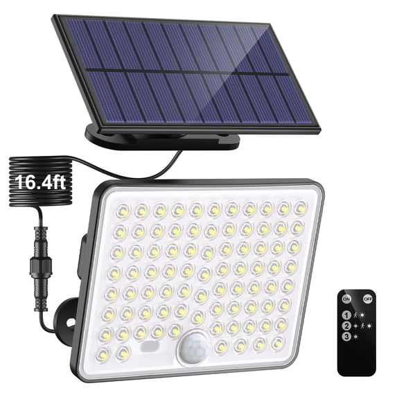 Hovmap Outdoor Solar Flood Light, Motion Sensor 3 Modes Split Solar Light with Remote Control, IP65 Waterproof 16ft Cable for Yard Garage Patio Garden