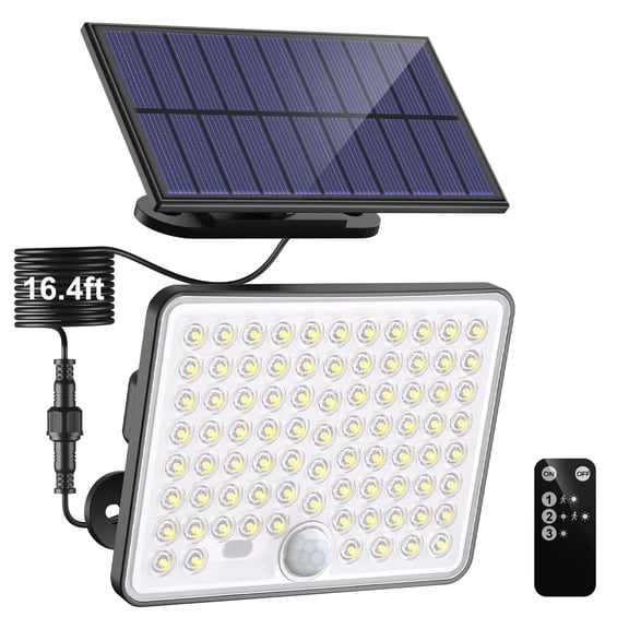 Hovmap Outdoor Solar Flood Light, Motion Sensor 3 Modes Split Solar Light with Remote Control, IP65 Waterproof 16ft Cable for Yard Garage Patio Garden