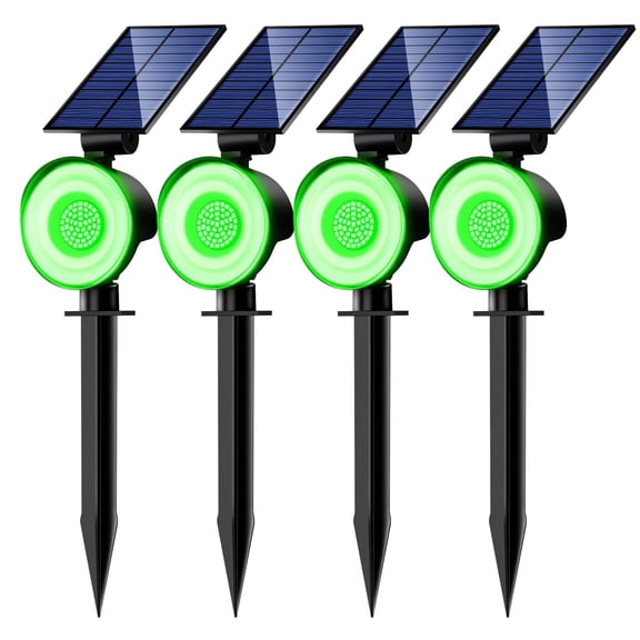 Solar Spotlights Outdoor Waterproof, 3 Modes Solar Powered Spot Light, Solar Landscape Spot Lights, Solar Spotlight for Flag Garden Yard Tree Lawn Driveways, 4 Pack Green