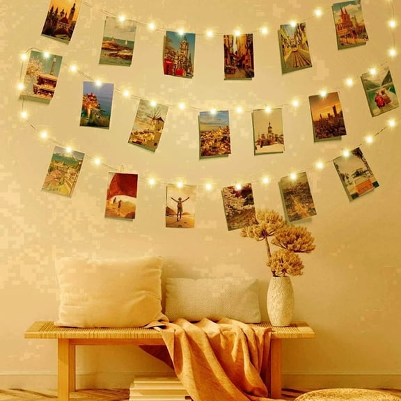 Hovmap USB Clip LED String Lights, 16.4Ft 50 LED Garland Lights with 30 Photo Clips, Indoor Hanging Photo Lights for Bedroom Room Decoration Christmas Party