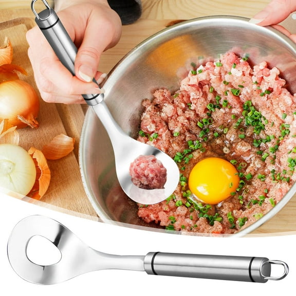 Hovmgk 304 Stainless Steel Rice-meat Dumplings Spoon Press, Meatball Maker Kitchen Tool, Multi-Function Stainless Steel Spoon for Meatball Shaping, Smart Kitchen Tools & Food Prep