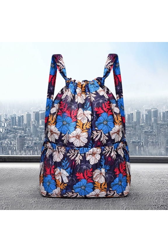 35L Foldable Drawstring Backpack, Dry-Wet Separation Travel Bag, Nylon Waterproof Rucksack, 35x15x50cm Expanded Size, Travel Sports Supplies, Travelers, Gym Goers, Students