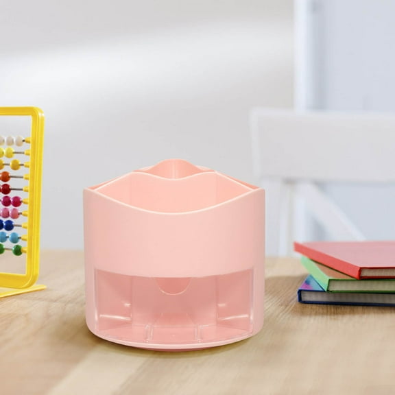 Hovmgk 360° Rotating Desktop Storage Rack, Multi-Function Organizer for Office Supplies & Cosmetics, Compact Desk Organizer with Sliding Column Design, Practical Storage for Home & Office