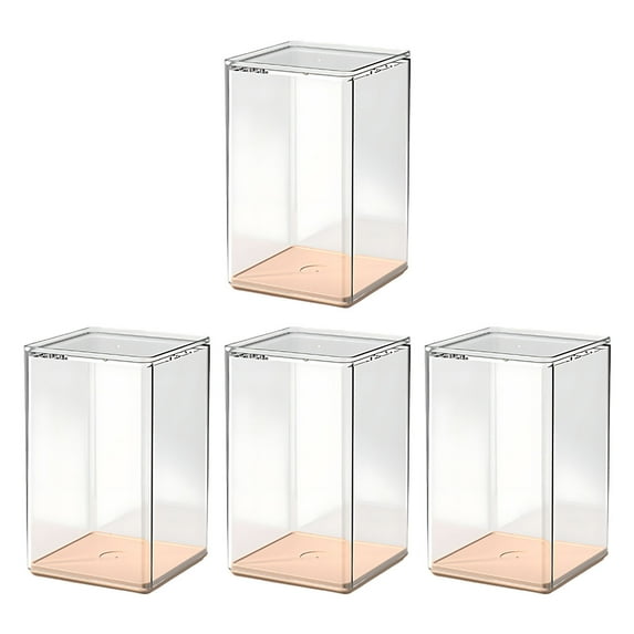 Hovmgk 4 Pack Transparent Toy Figurine Storage Box, Stackable Display Case for Figurines & Collectibles, Dustproof Clear Plastic Display Box for Home & Office Organization