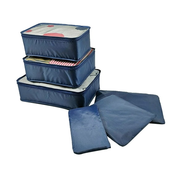 Hovmgk 6-piece Packing Cubes, Travel Storage Bags, Mesh, Foldable, Handle – Perfect for Travel, Camping, Great for Adventurers, Travelers, Navy