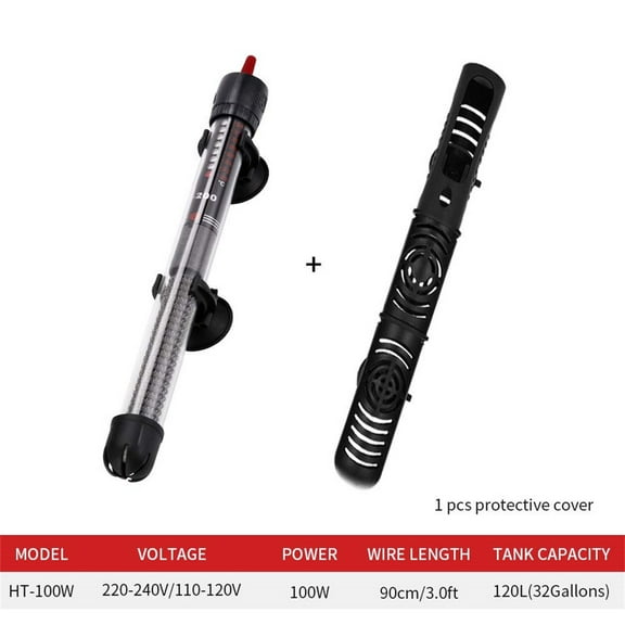 Hovmgk Aquarium Heating Rod, Automatic Temperature Control Heater for Fish & Turtle Tanks, Fast Heating with Overheating Protection, Explosion-Proof Quartz Glass, Safe & Efficient