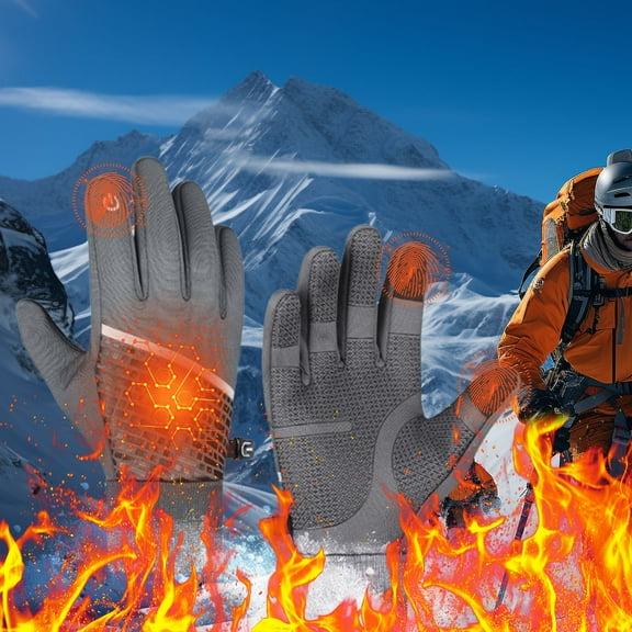 Hovmgk Back to School Supplies Cycling Gloves Men's Winter Outdoor Cycling Iwindproof Padded Warm Screen Fishing Sports Gloves Class Supply List Gray M